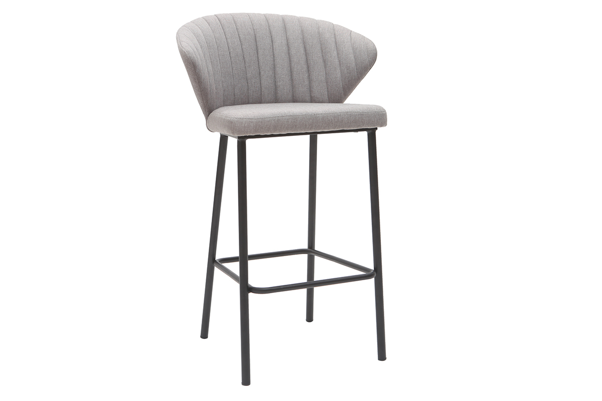 Taburete de bar moderno tejido gris 65 cm DALLY