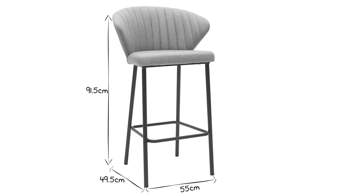 Taburete de bar moderno tejido gris 65 cm DALLY