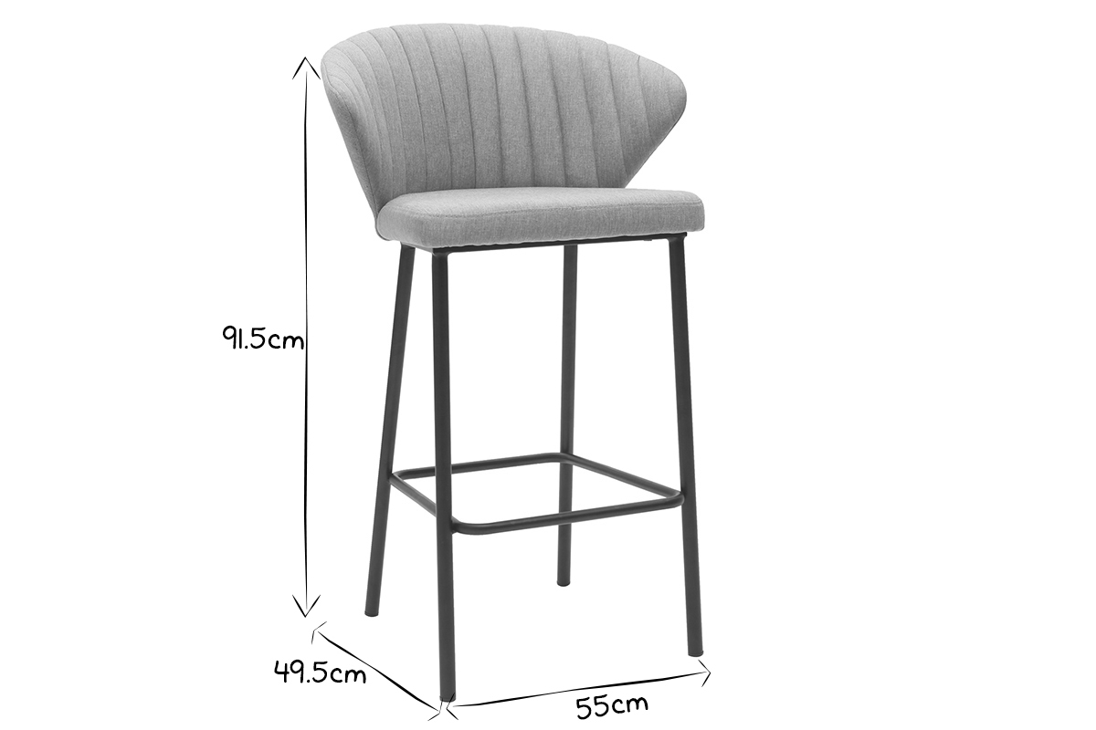 Taburete de bar moderno tejido gris 65 cm DALLY
