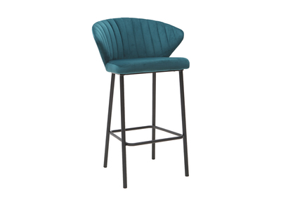 Taburete de bar moderno terciopelo azul 65 cm DALLY - Taburete de bar moderno terciopelo azul 65 cm DALLY