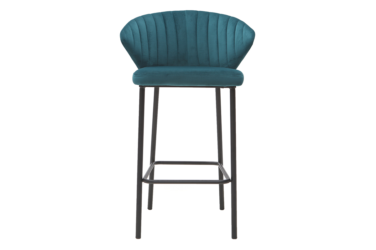 Taburete de bar moderno terciopelo azul 68 cm DALLY
