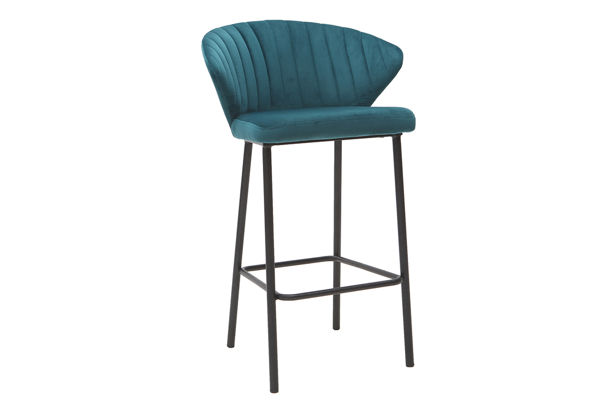 Taburete de bar moderno terciopelo azul 68 cm DALLY