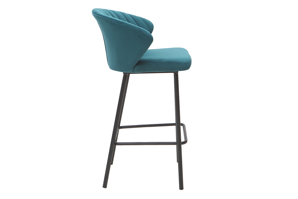 Taburete de bar moderno terciopelo azul 68 cm DALLY
