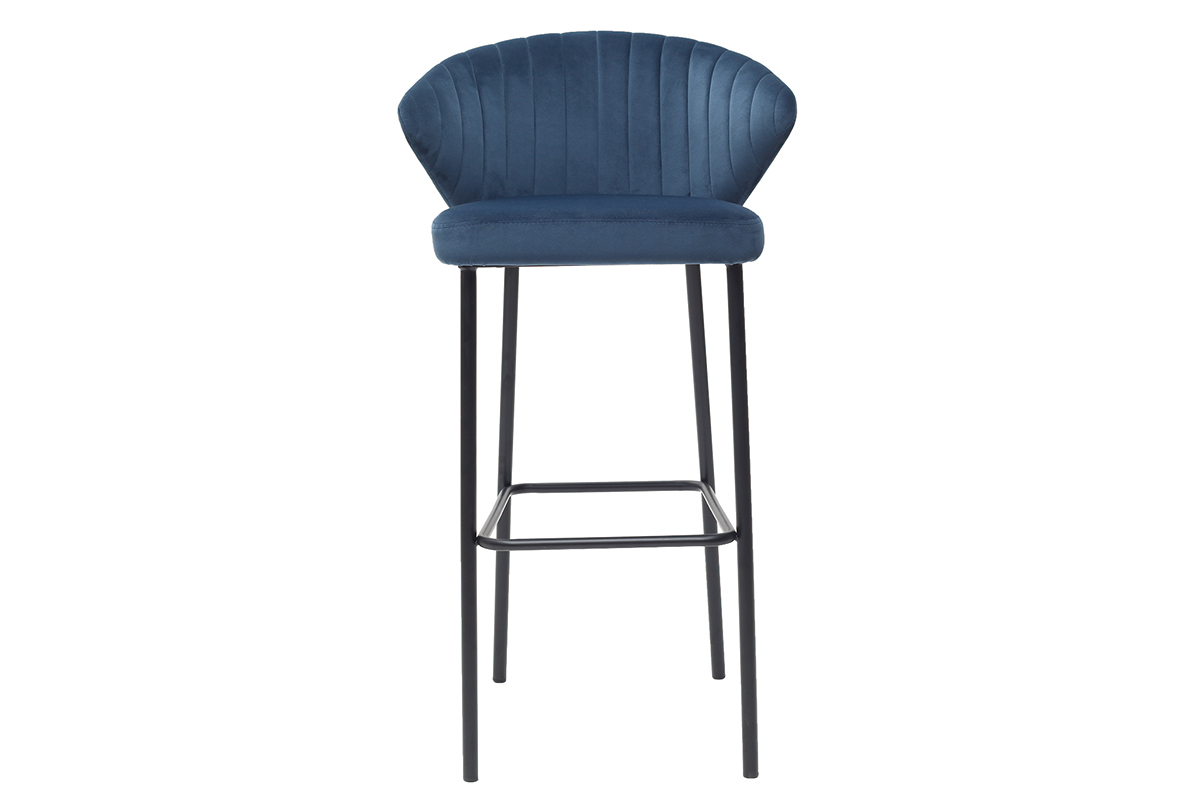 Taburete de bar moderno terciopelo azul 75cm DALLY