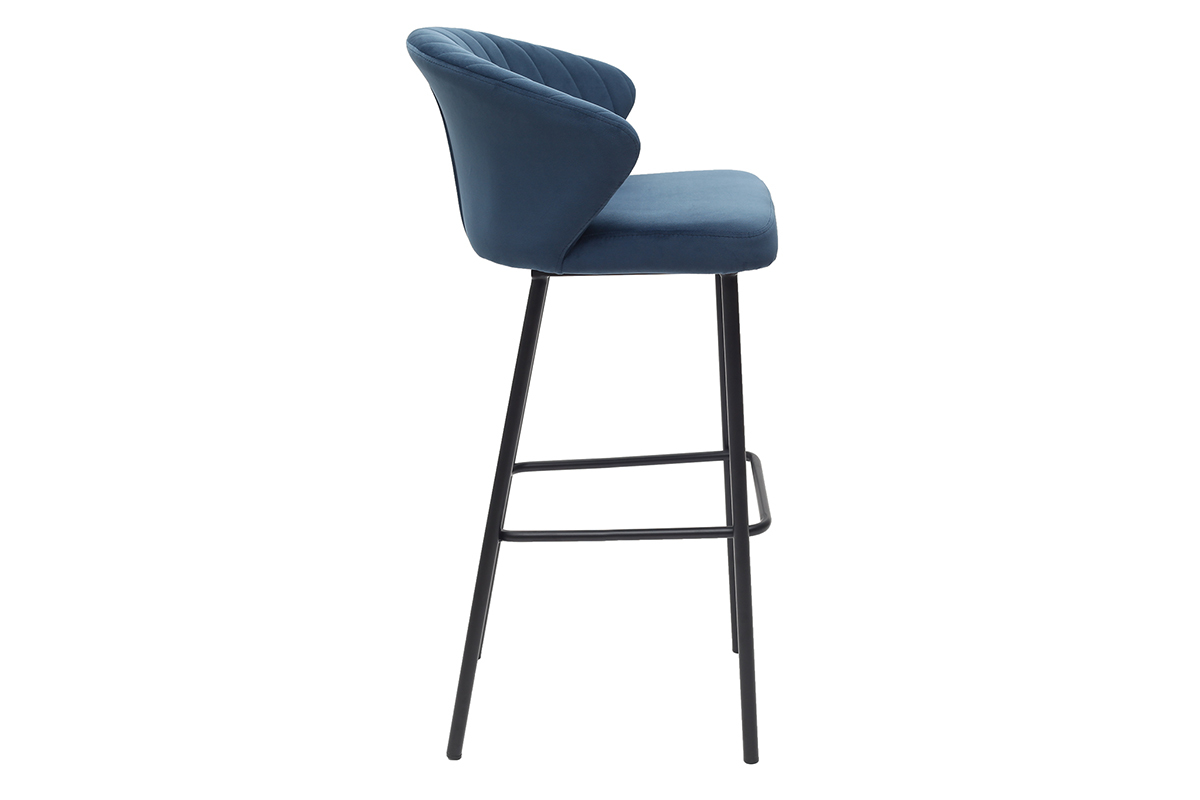 Taburete de bar moderno terciopelo azul 75cm DALLY