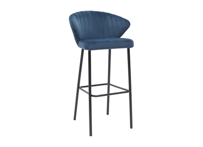 Taburete de bar moderno terciopelo azul 75cm DALLY - Taburete de bar moderno terciopelo azul 75cm DALLY
