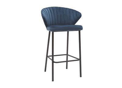 Taburete de bar moderno terciopelo azul petr&oacute;leo 65 cm DALLY