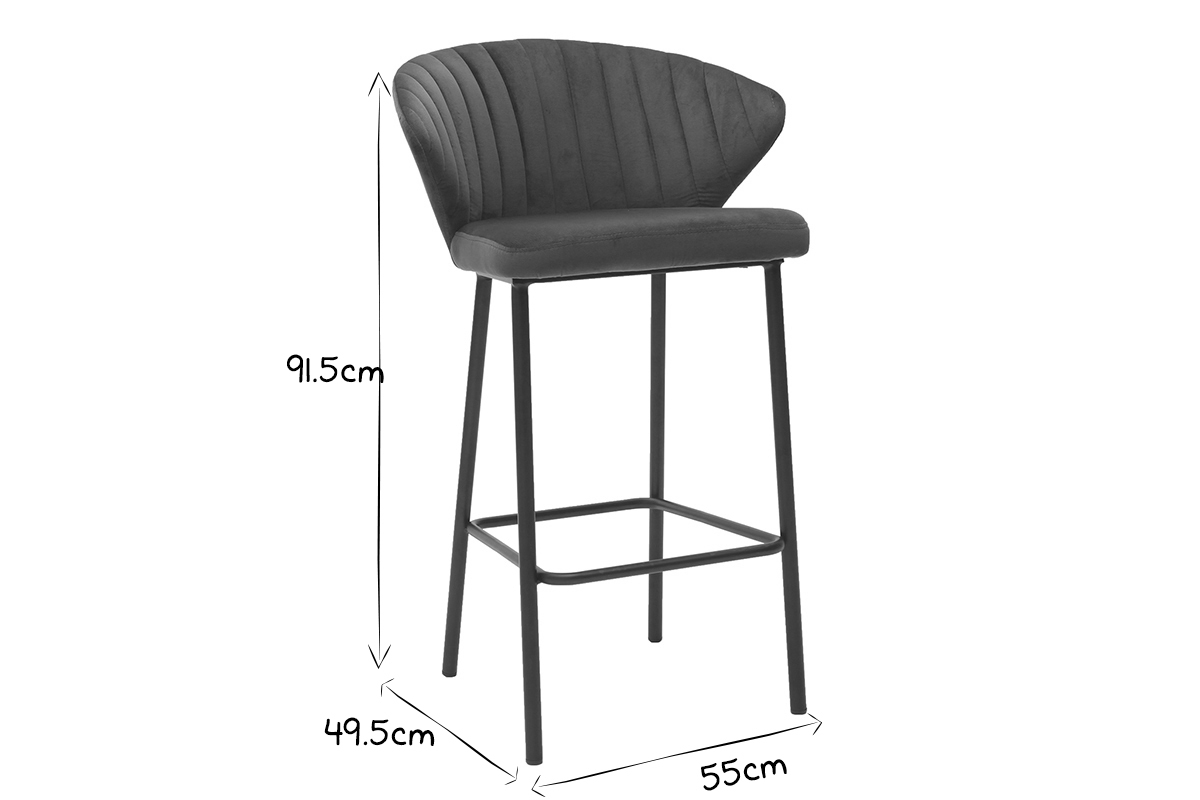 Taburete de bar moderno terciopelo azul petrleo 68 cm DALLY