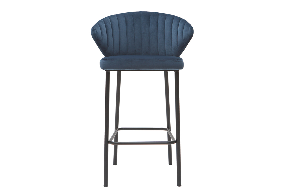 Taburete de bar moderno terciopelo azul petrleo 68 cm DALLY