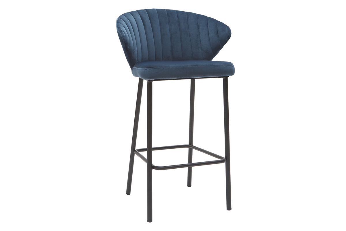 Taburete de bar moderno terciopelo azul petrleo 68 cm DALLY