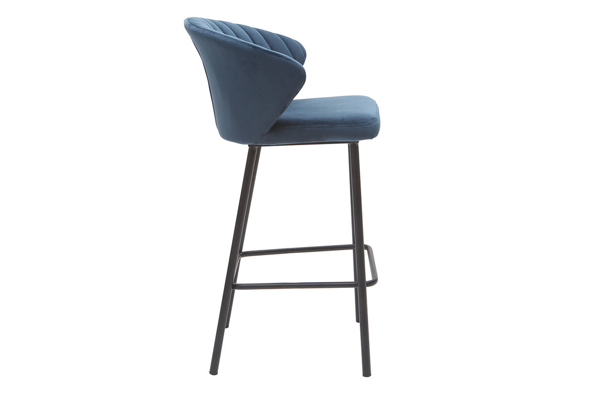 Taburete de bar moderno terciopelo azul petrleo 68 cm DALLY