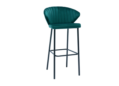 Taburete de bar moderno terciopelo azul petr&oacute;leo 75cm DALLY