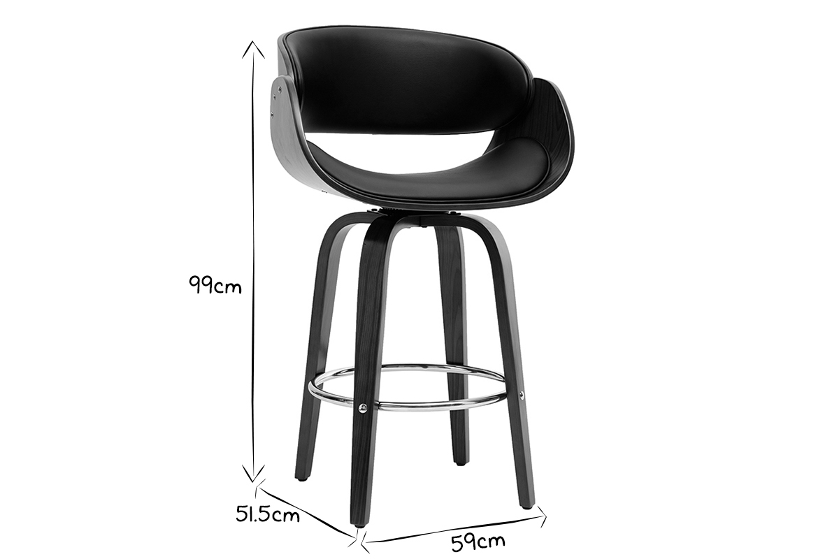 Taburete de bar moderno y madera oscura 65 cm BENT