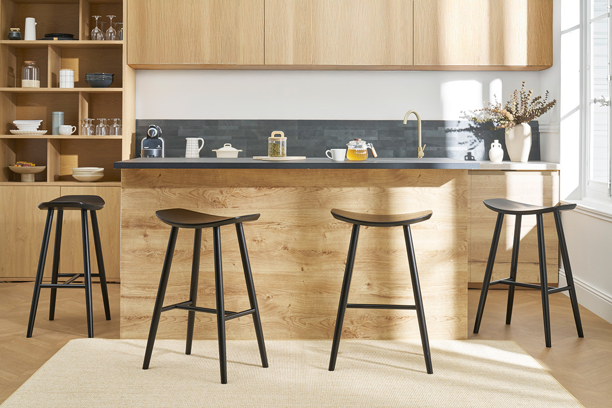 Taburete de bar negro de dise�o 72 cm DEMORY