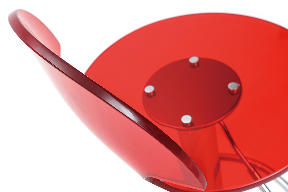Taburete de bar ORION de metacrilato rojo transparente