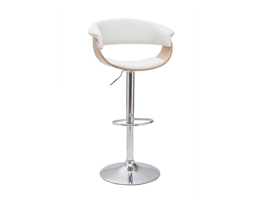 Taburete de bar regulable blanco y madera clara OKTAV