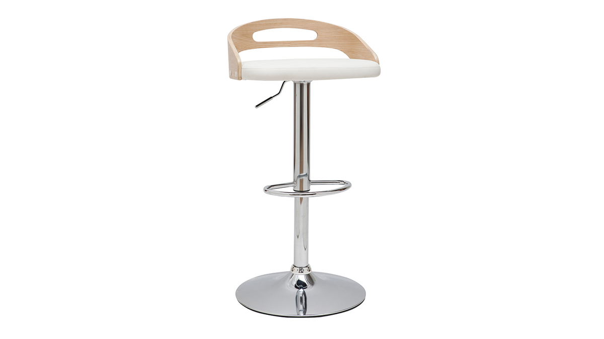 Taburete blanco moderno base cromada, Taburetes