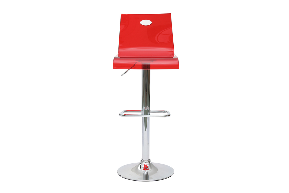 Taburete de bar SATURNO color rojo transparente (lote de 2)