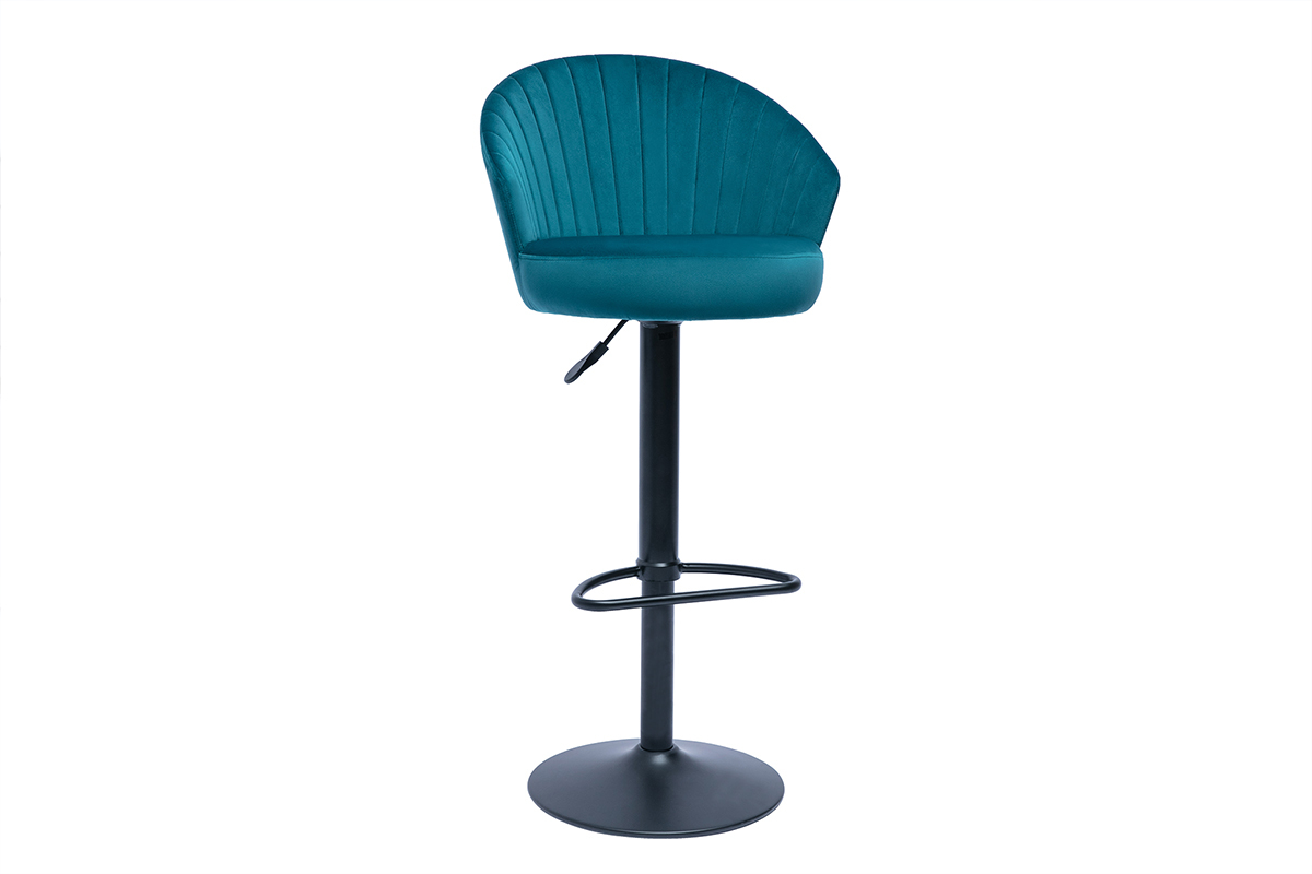 Taburete de bar terciopelo azul petrleo IZAAC