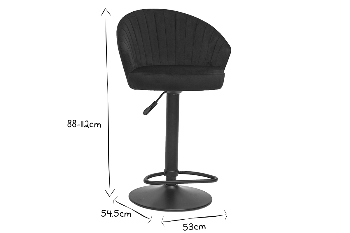 Taburete de bar terciopelo negro IZAAC