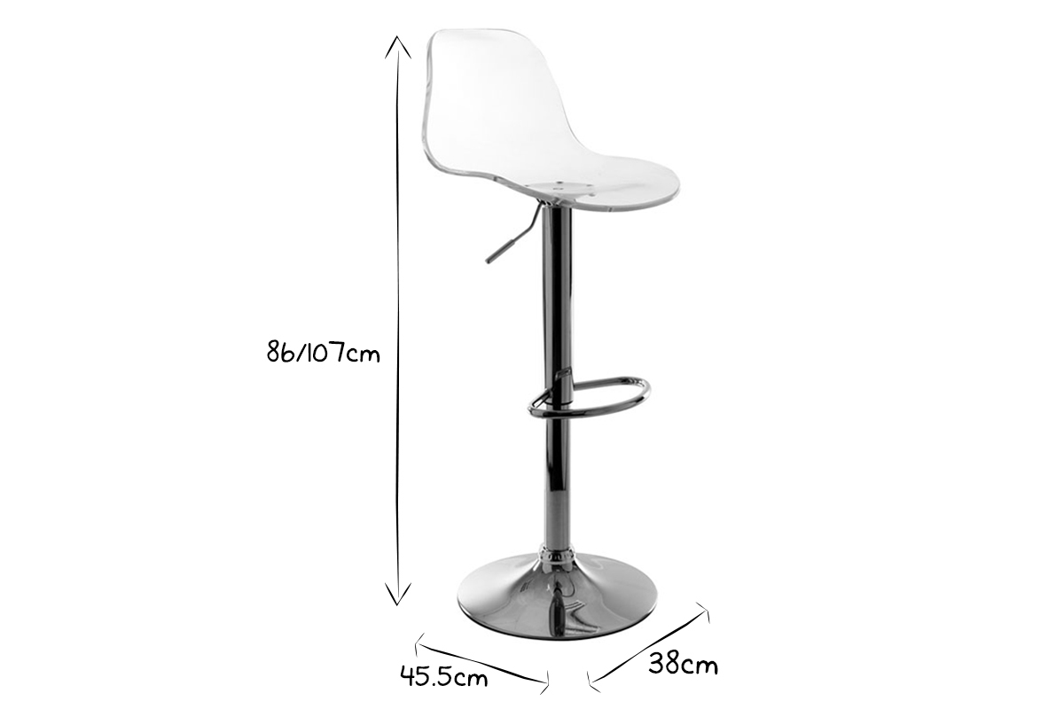 Taburete de bar transparente GALILEO