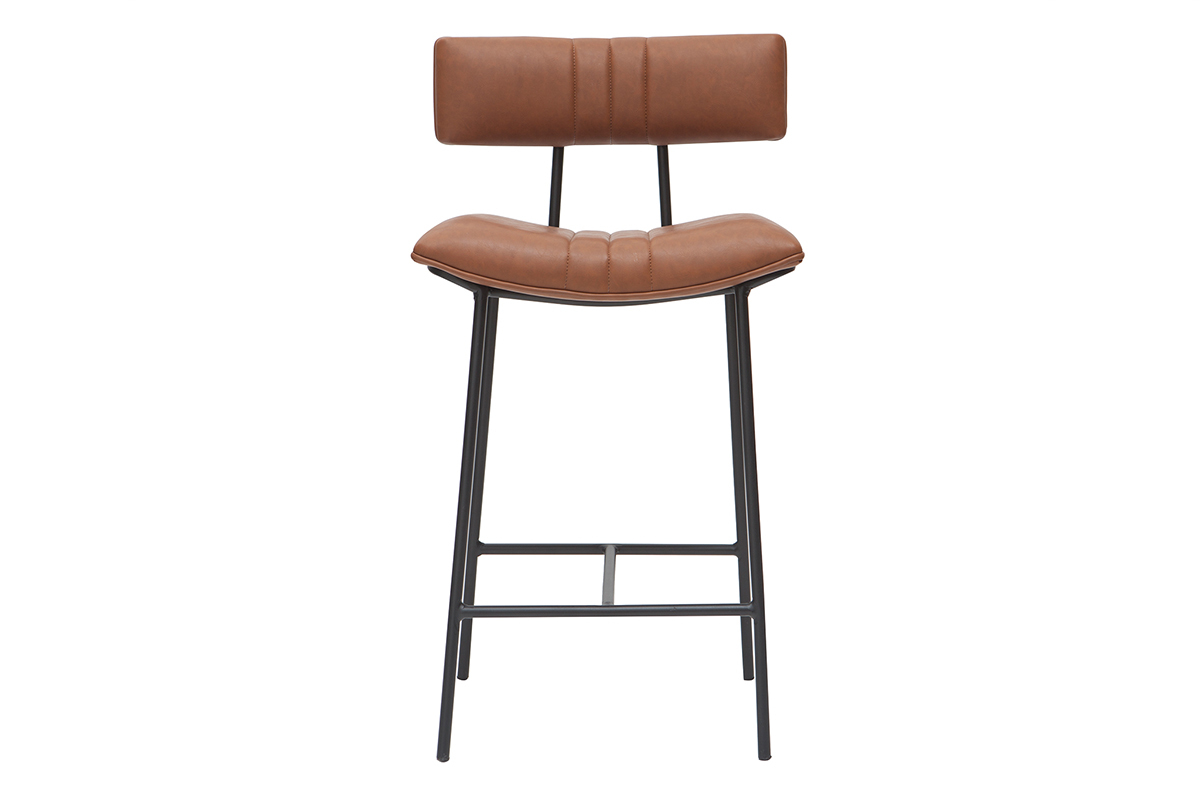 Taburete de bar vintage marrn claro y metal A65 cm GOTHAM