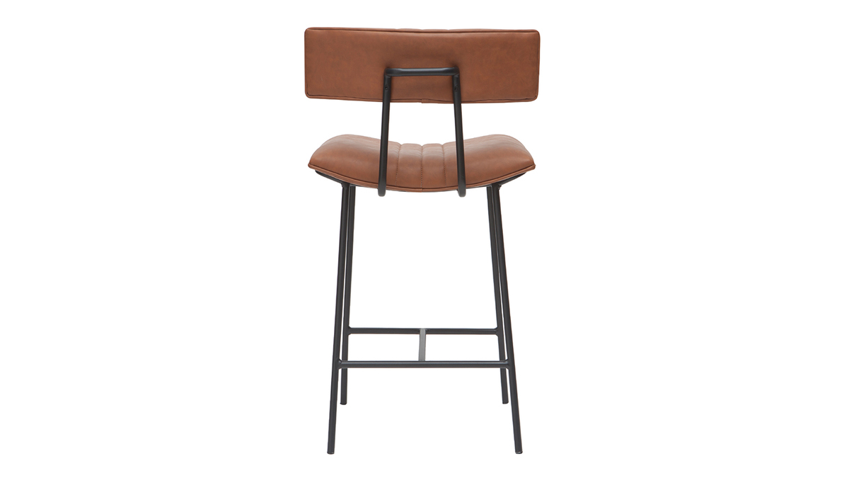 Taburete de bar vintage marrn claro y metal A65 cm GOTHAM