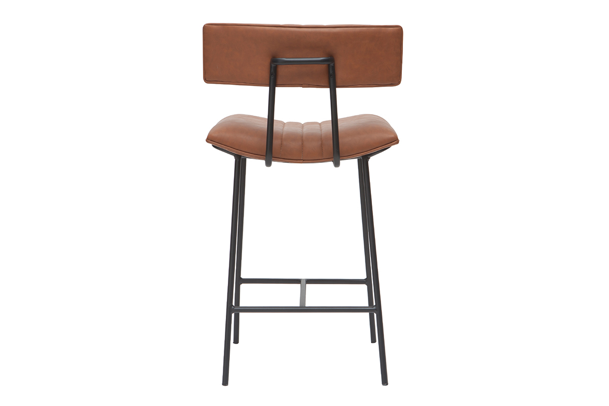 Taburete de bar vintage marrn claro y metal A65 cm GOTHAM