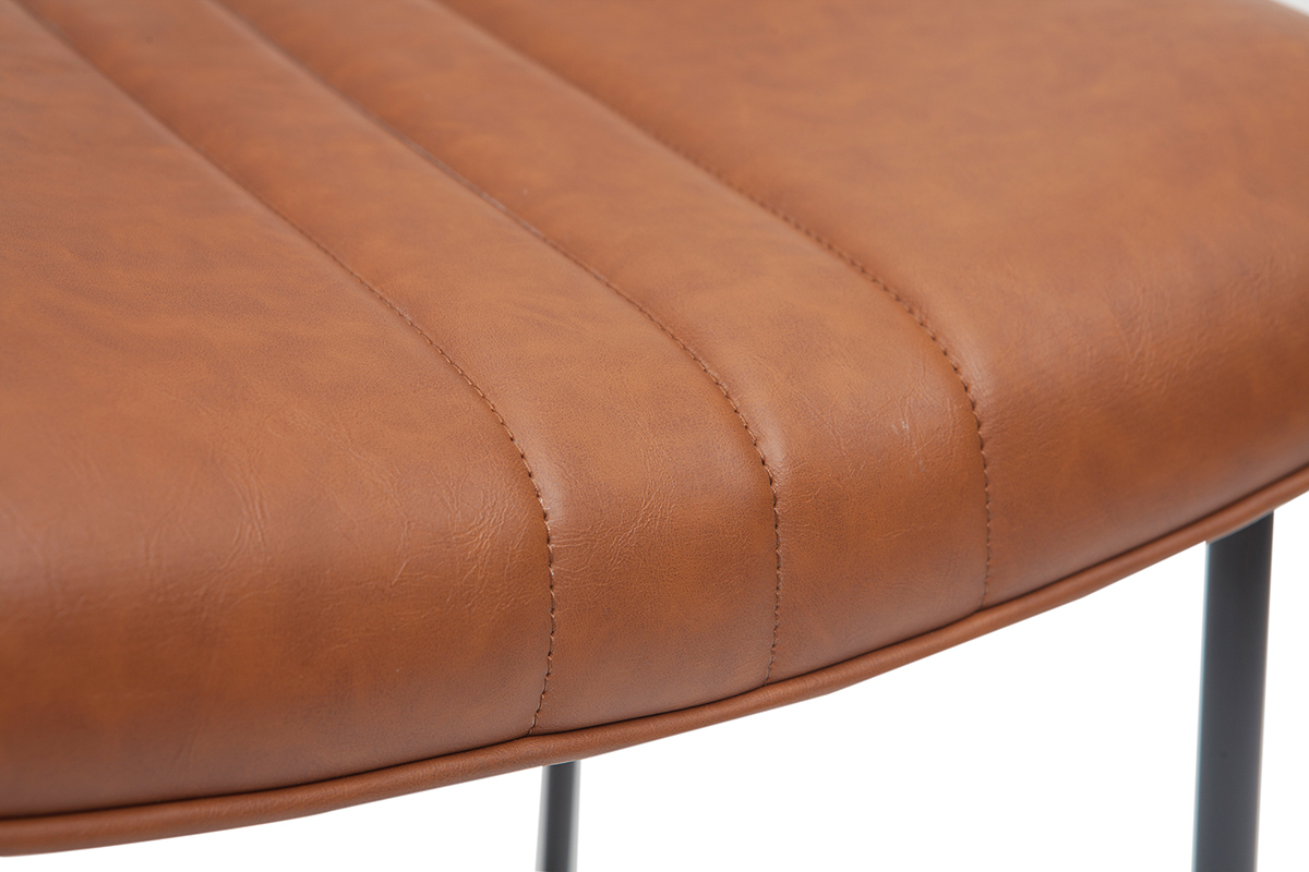 Taburete de bar vintage marrn claro y metal A65 cm GOTHAM