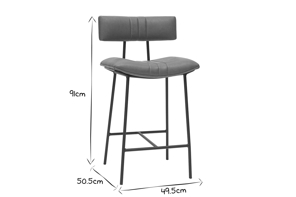 Taburete de bar vintage marrn claro y metal A65 cm GOTHAM