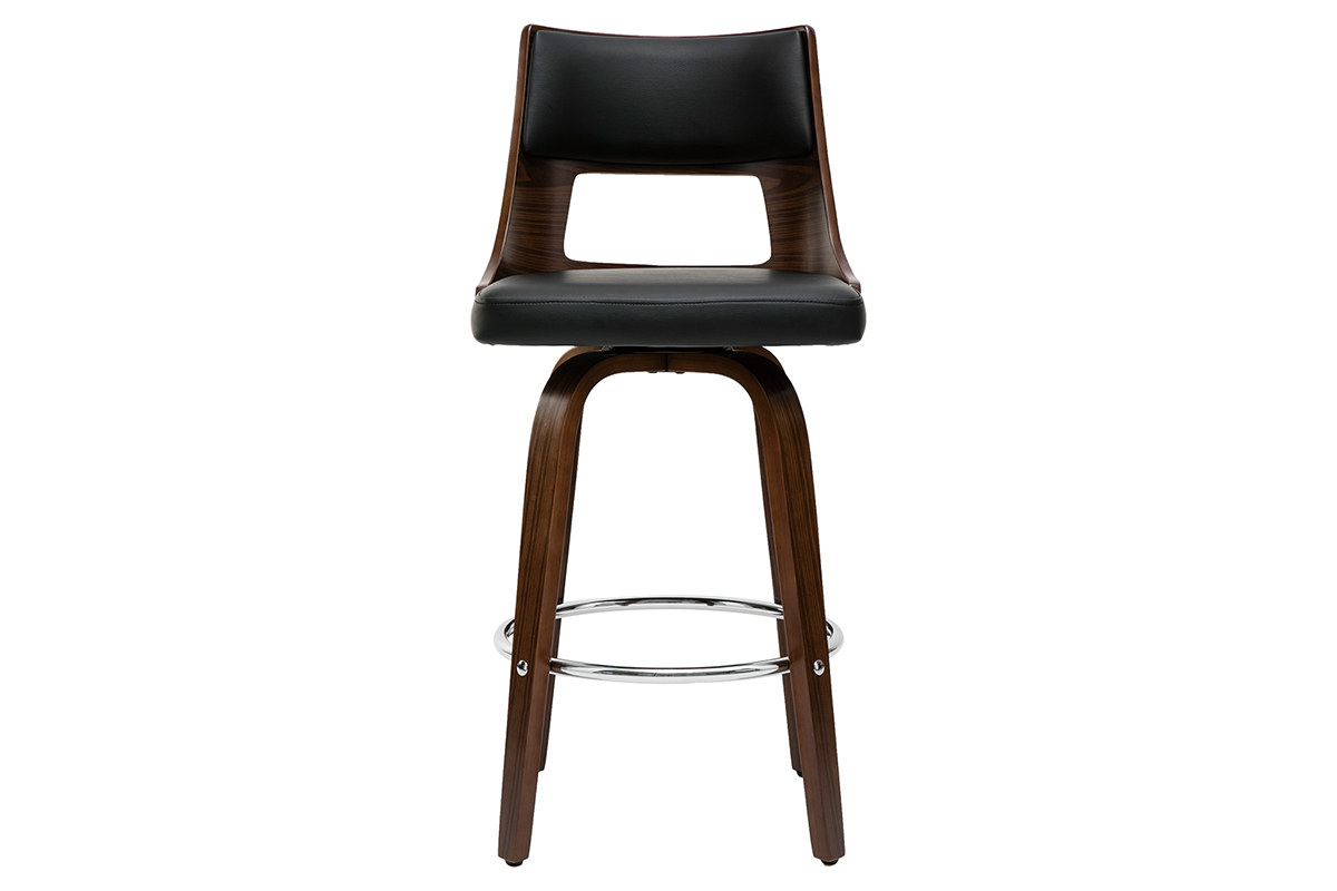 Taburete de bar vintage negro y madera oscura GARBO