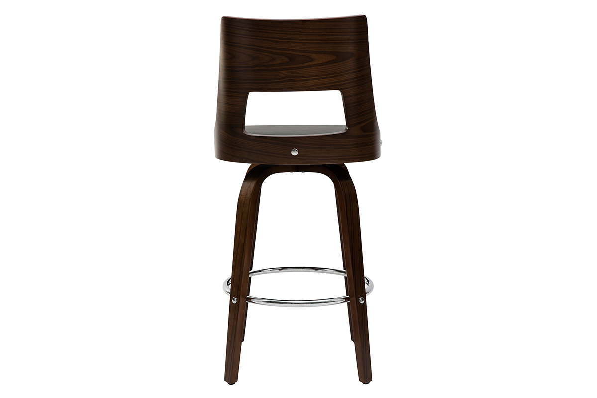 Taburete de bar vintage negro y madera oscura GARBO