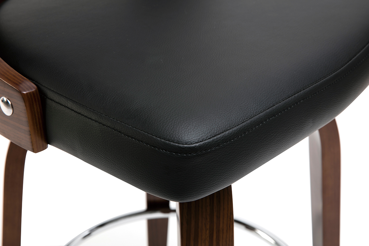 Taburete de bar vintage negro y madera oscura GARBO