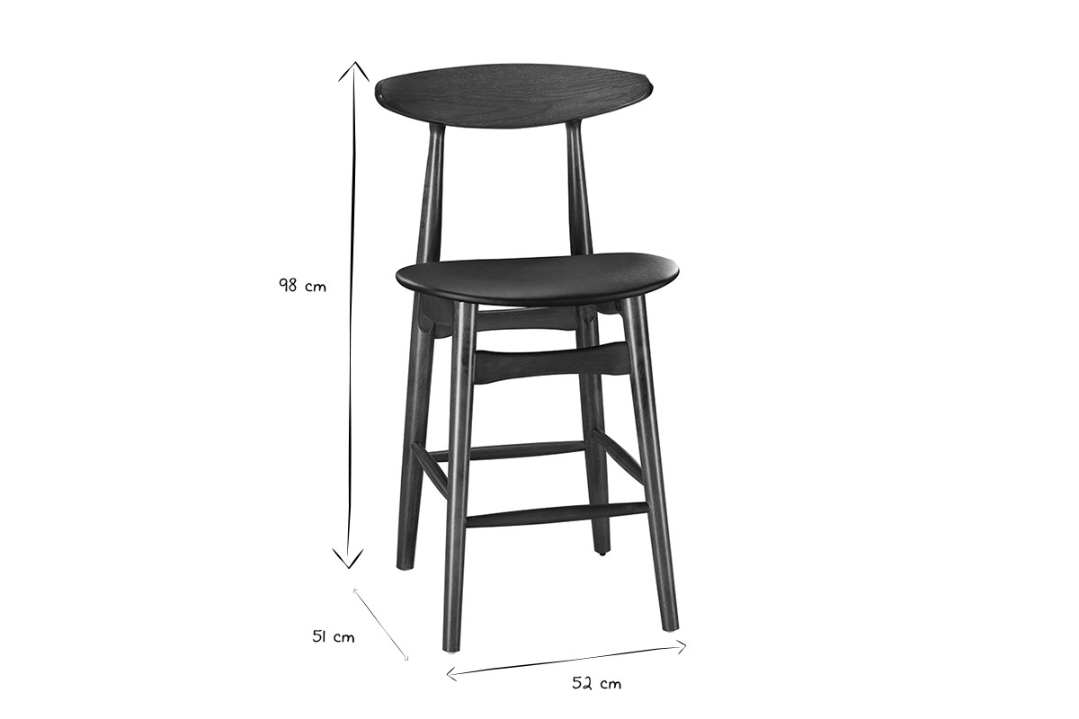 Taburete de bar vintage nogal y PU negro 65cm lote de 2 WALFORD