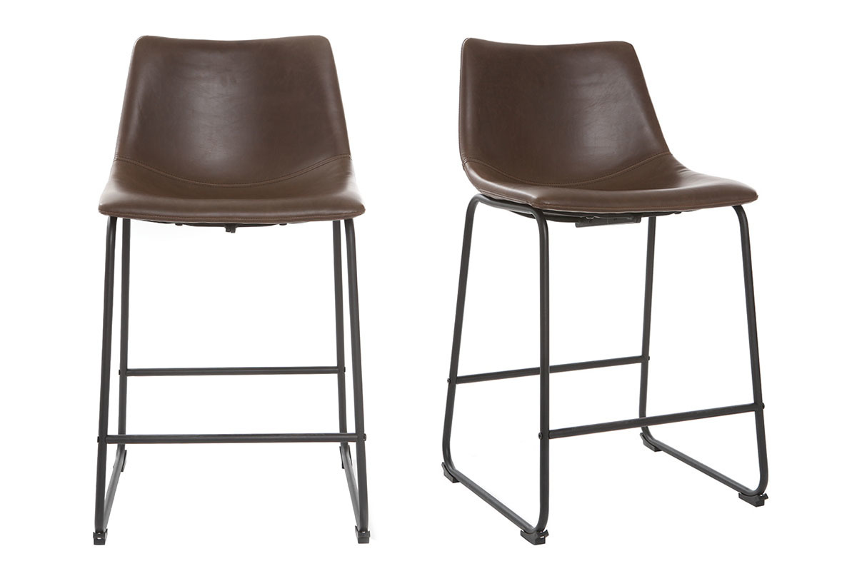 Taburete de bar vintage PU marrn 61cm lote de 2 NEW ROCK
