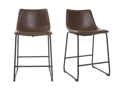 Taburete de bar vintage PU marr&oacute;n 61cm lote de 2 NEW ROCK