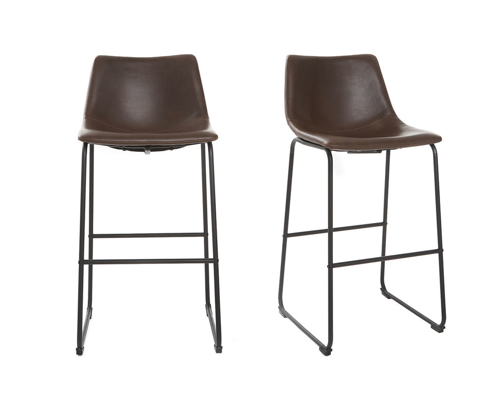 Taburete de bar vintage PU marrón 73cm lote de 2 NEW ROCK - Taburete de bar vintage PU marrón 73cm lote de 2 NEW ROCK