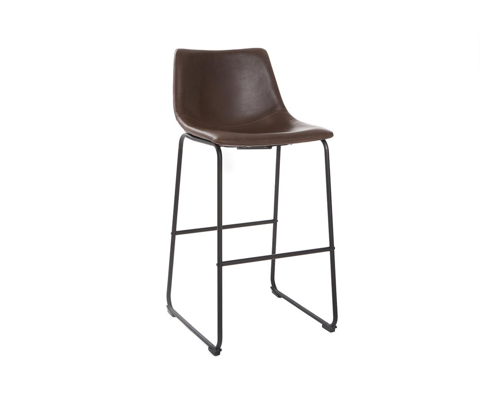 Taburete de bar vintage PU marrón 73cm lote de 2 NEW ROCK - Face Taburete de bar vintage PU marrón 73cm lote de 2 NEW ROCK