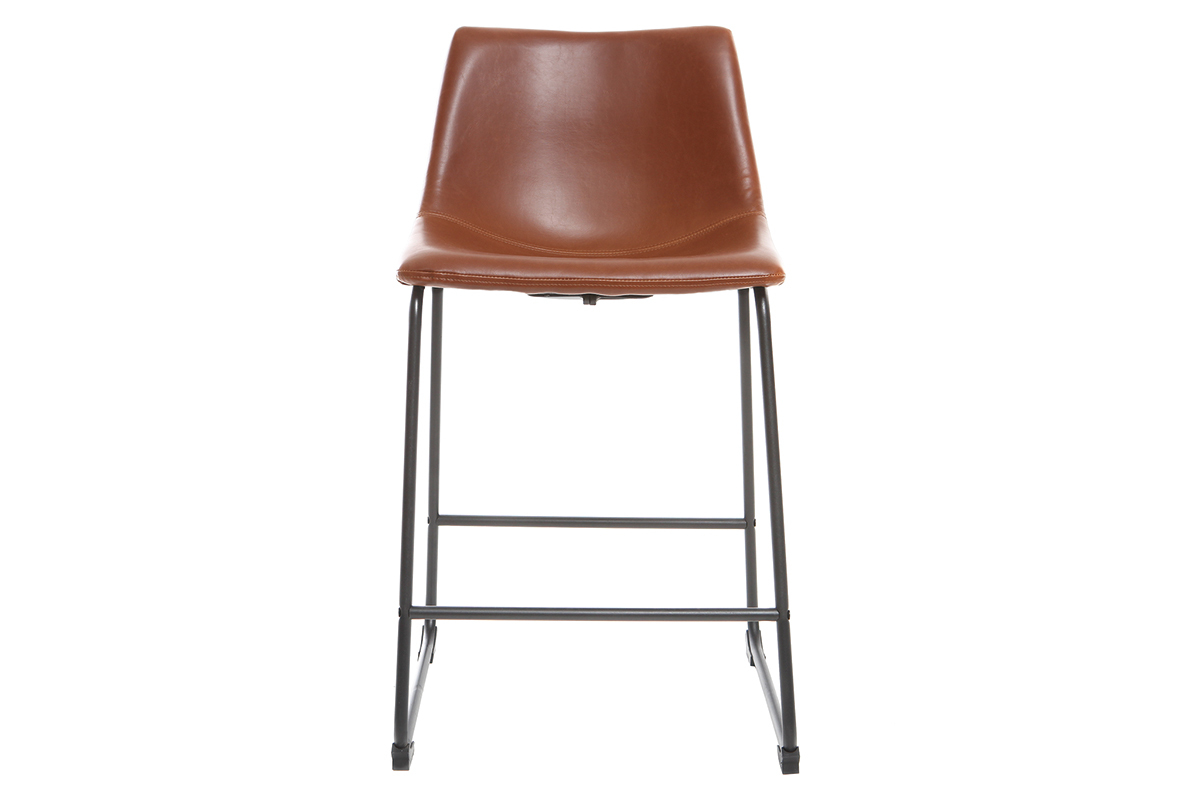 Taburete de bar vintage PU marrn claro 61cm lote de 2 NEW ROCK
