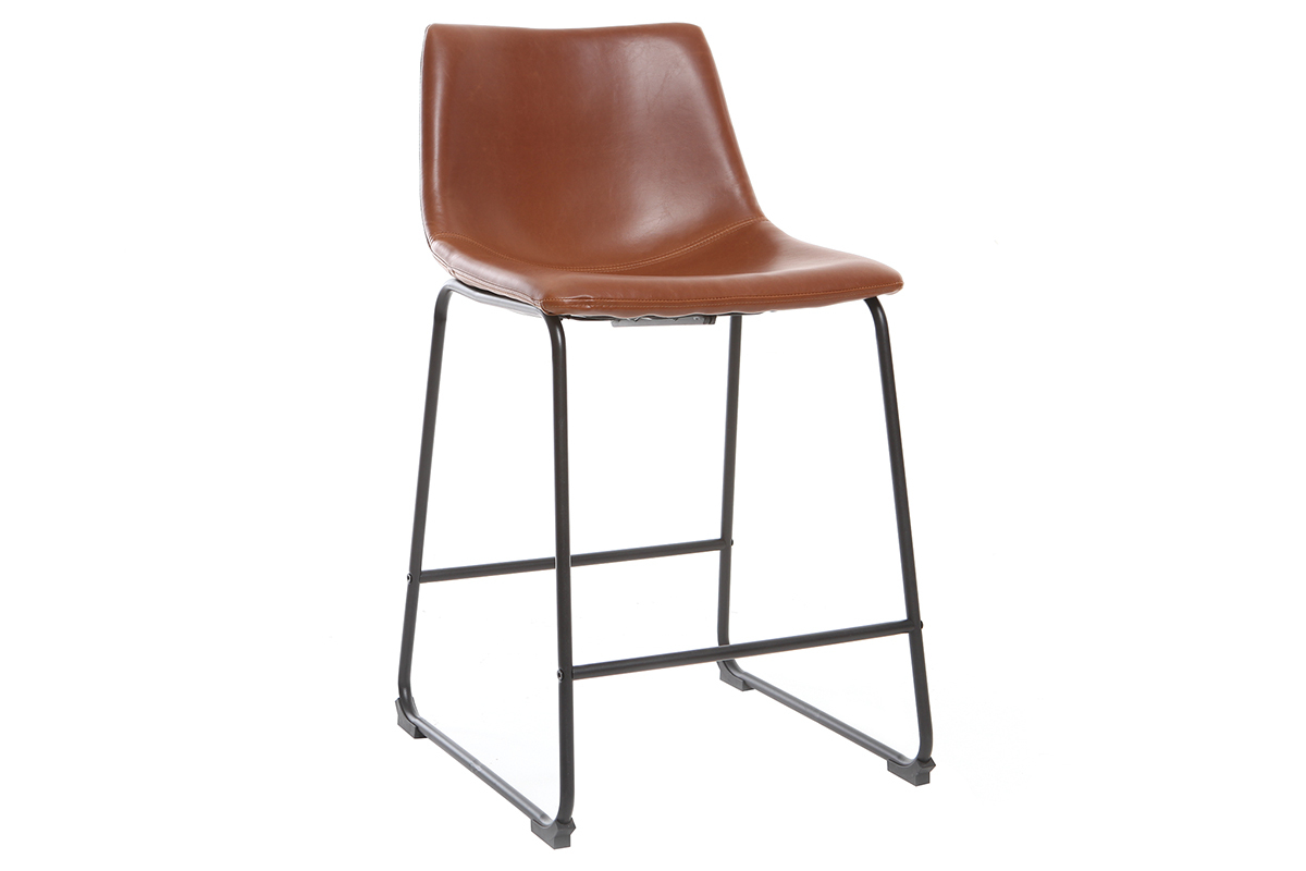 Taburete de bar vintage PU marrn claro 61cm lote de 2 NEW ROCK