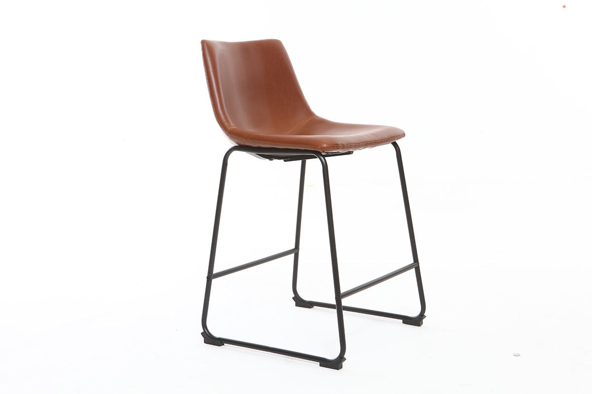 Taburete de bar vintage PU marrn claro 61cm lote de 2 NEW ROCK