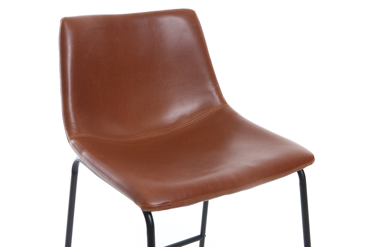 Taburete de bar vintage PU marrn claro 61cm lote de 2 NEW ROCK