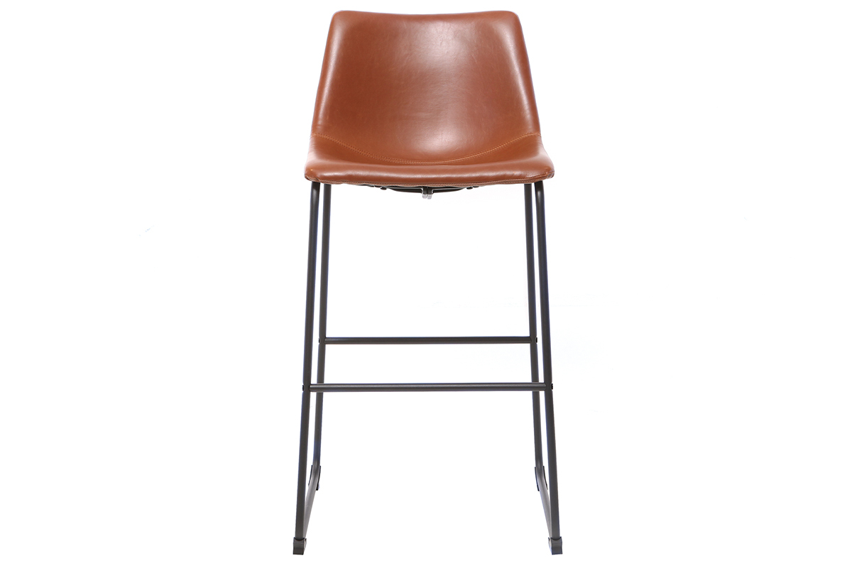 Taburete de bar vintage PU marrn claro 73cm lote de 2 NEW ROCK