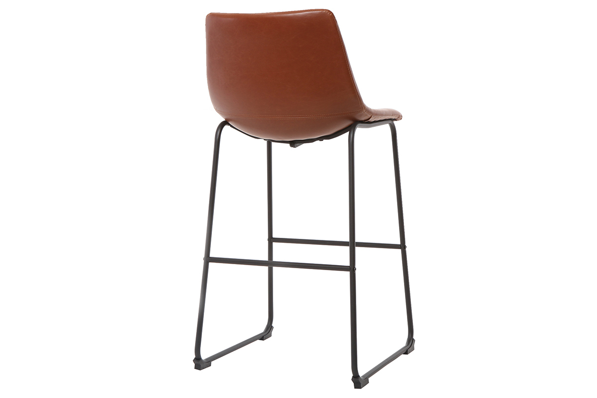 Taburete de bar vintage PU marrn claro 73cm lote de 2 NEW ROCK