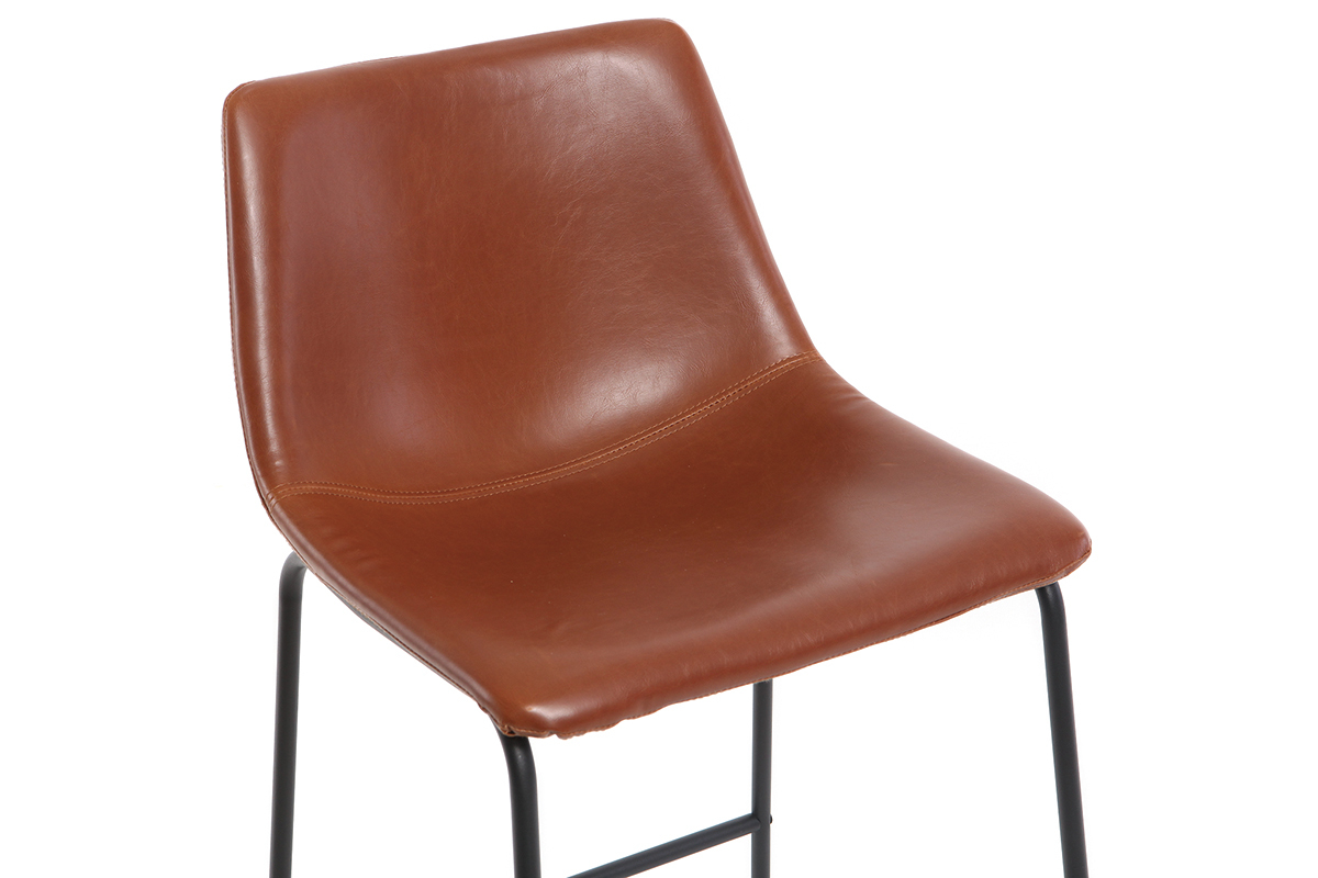 Taburete de bar vintage PU marrn claro 73cm lote de 2 NEW ROCK