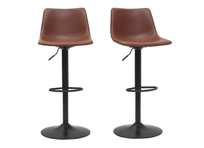 Taburete de bar vintage regulable PU marrón claro 61cm lote de 2 NEW ROCK