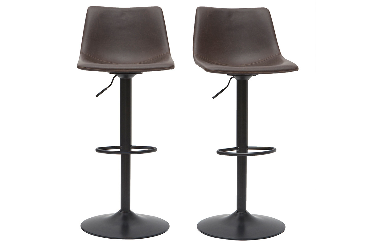 Taburete de bar vintage regulable PU marrn oscuro 61cm lote de 2 NEW ROCK