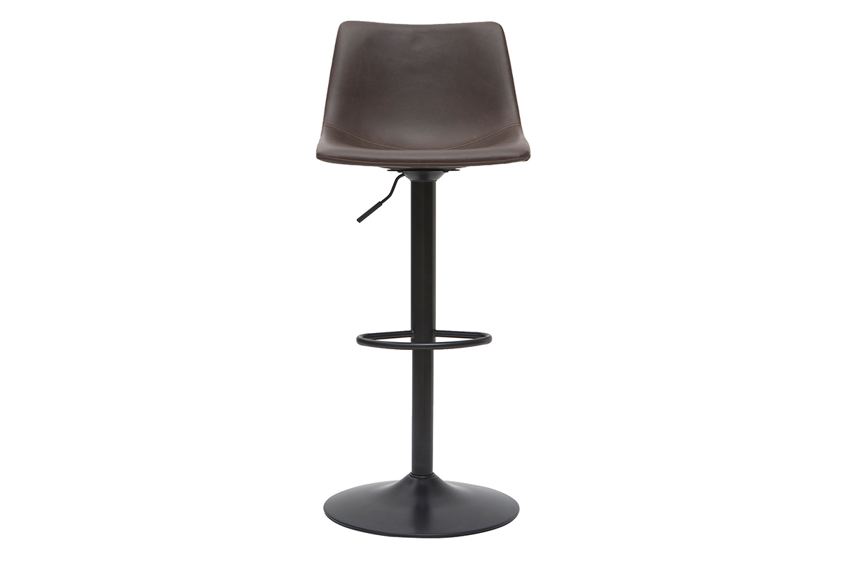 Taburete de bar vintage regulable PU marrn oscuro 61cm lote de 2 NEW ROCK