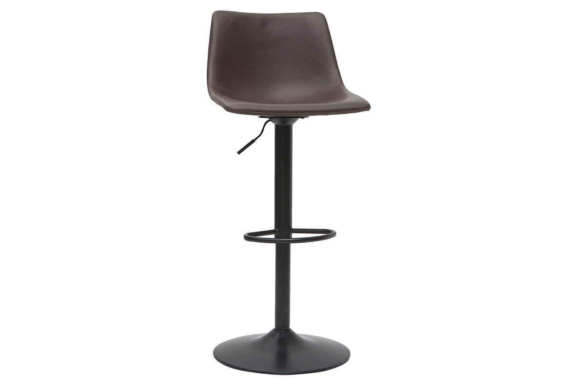 Taburete de bar vintage regulable PU marrn oscuro 61cm lote de 2 NEW ROCK