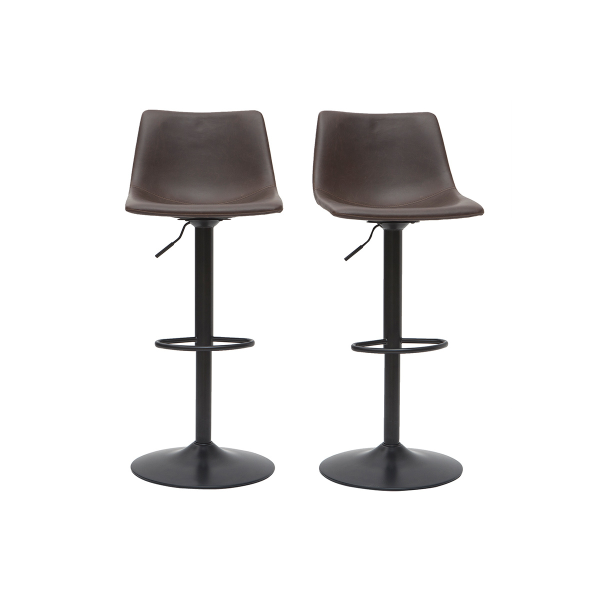 Taburete de bar vintage regulable PU marrón oscuro 61cm lote de 2 NEW ROCK